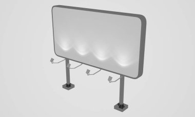 3D render zemin reklam billboard sahne olay ışık illüstrasyon yol açtı.