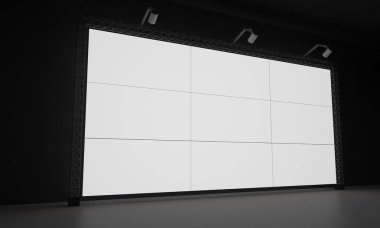 3D render zemin reklam billboard sahne olay ışık illüstrasyon yol açtı.