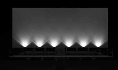 3D render zemin reklam billboard sahne olay ışık illüstrasyon yol açtı.