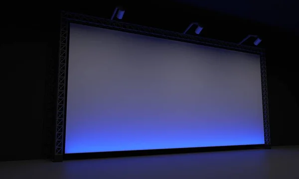 3D render zemin reklam billboard sahne olay ışık illüstrasyon yol açtı.