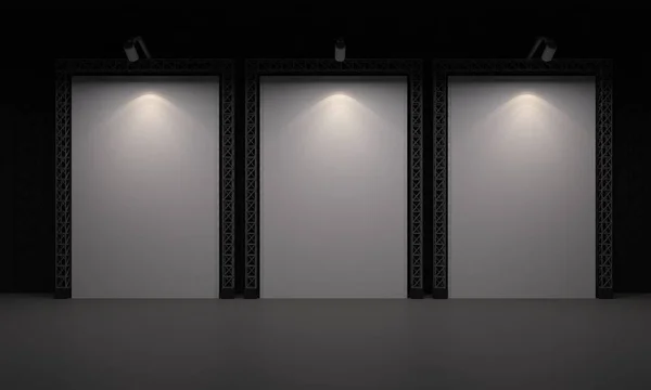 3D render zemin reklam billboard sahne olay ışık illüstrasyon yol açtı.