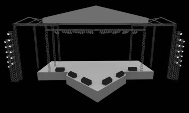 3D sahne gece konser olay televizyon ışık akşam açık evreleme illüstrasyon LED