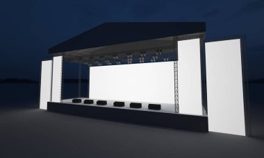 3D sahne gece konser olay televizyon ışık akşam açık evreleme illüstrasyon LED