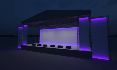 3D sahne gece konser olay televizyon ışık akşam açık evreleme illüstrasyon LED