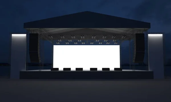Scen Konsert Händelse Ledde Ljus Natt Utomhus Iscensätta Återge Illustration — Stockfoto