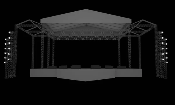 Színpadi Koncert Esemény Led Light Éjszakai Kültéri Átmeneti Render Illusztráció Stock Kép