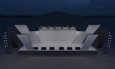 3D sahne gece konser olay televizyon ışık akşam açık evreleme illüstrasyon LED