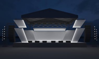 3D sahne gece konser olay televizyon ışık akşam açık evreleme illüstrasyon LED