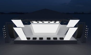 3D sahne gece konser olay televizyon ışık akşam açık evreleme illüstrasyon LED
