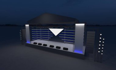 3D sahne gece konser olay televizyon ışık akşam açık evreleme illüstrasyon LED