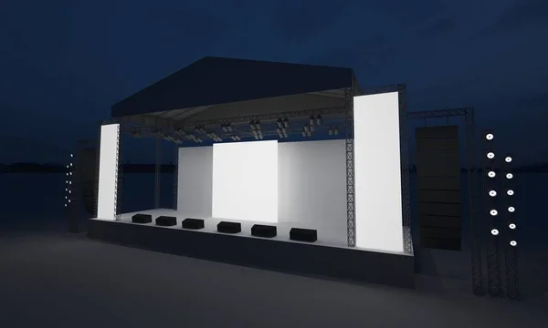 Színpadi Koncert Esemény Led Light Éjszakai Kültéri Átmeneti Render Illusztráció Jogdíjmentes Stock Fotók