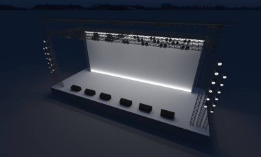 3D sahne gece konser olay televizyon ışık akşam açık evreleme illüstrasyon LED