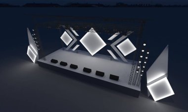 3D sahne gece konser olay televizyon ışık akşam açık evreleme illüstrasyon LED