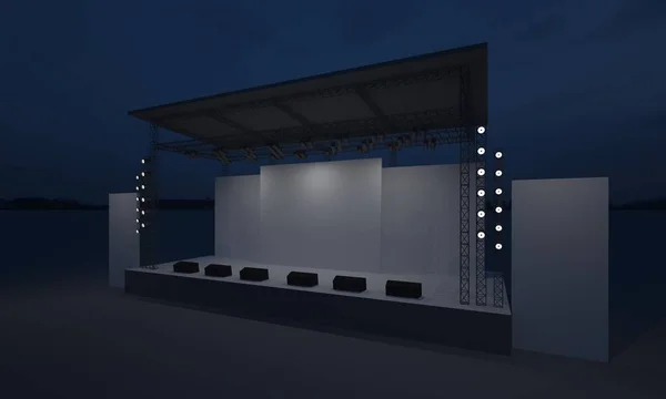 Fase Concert Evenement Led Licht Nachts Buiten Enscenering Renderen Illustratie — Stockfoto