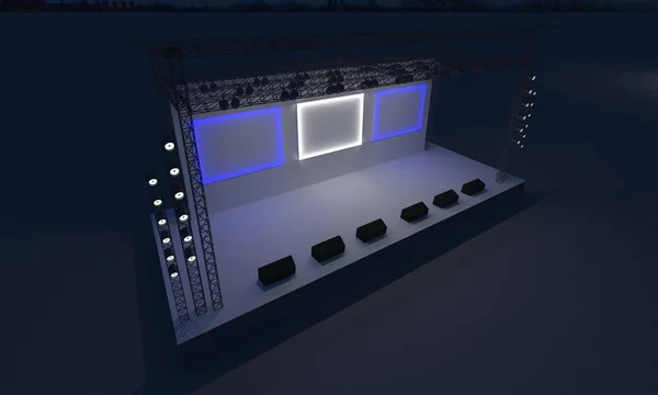 Színpadi Koncert Esemény Led Light Éjszakai Kültéri Átmeneti Render Illusztráció Stock Kép