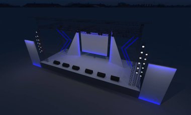 3D sahne gece konser olay televizyon ışık akşam açık evreleme illüstrasyon LED