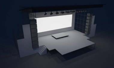 3D sahne gece konser olay televizyon ışık akşam açık evreleme illüstrasyon LED