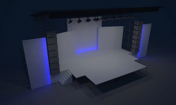 Színpadi Koncert Esemény Led Light Éjszakai Kültéri Átmeneti Render Illusztráció Stock Kép