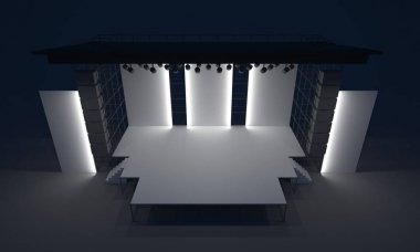 3D sahne gece konser olay televizyon ışık akşam açık evreleme illüstrasyon LED