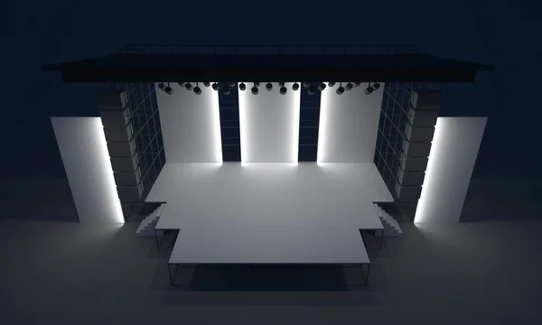 Színpadi Koncert Esemény Led Light Éjszakai Kültéri Átmeneti Render Illusztráció Jogdíjmentes Stock Képek