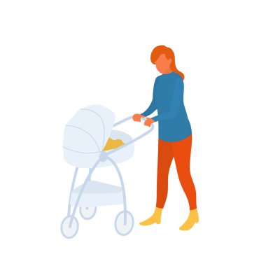 Anne bebek ile bebek temiz havada yürüyüşte