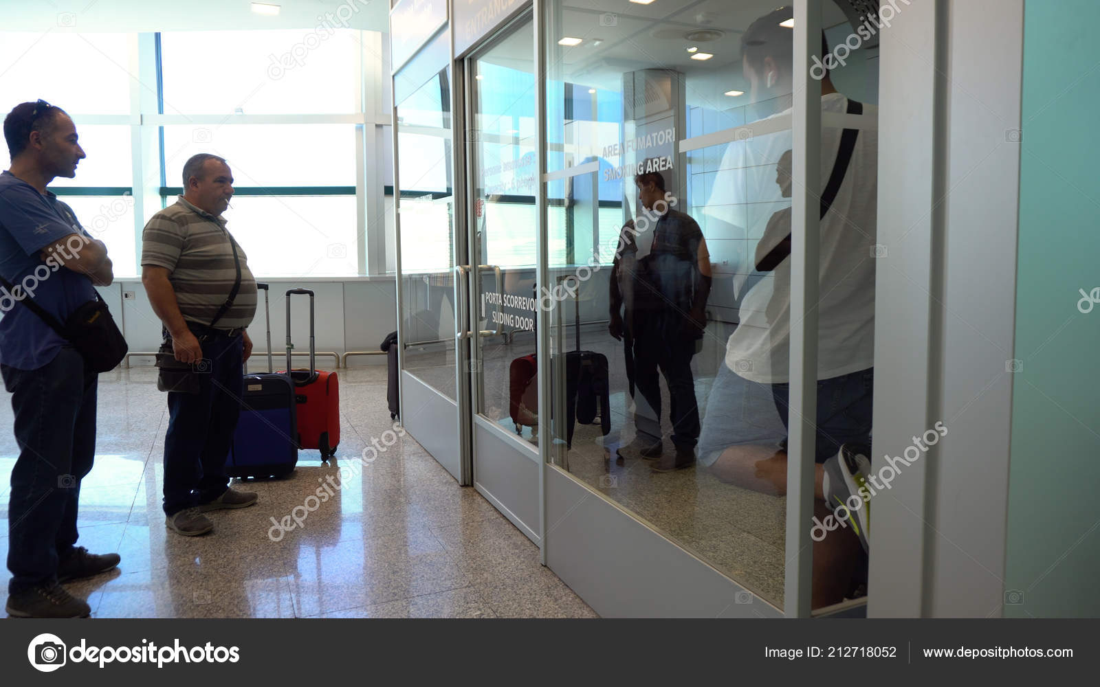 Airport Smoking Room Filled Smokers Rome Airpot Italy July