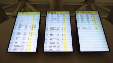 Airport Departure Timetable Screens with International Destinations clipart