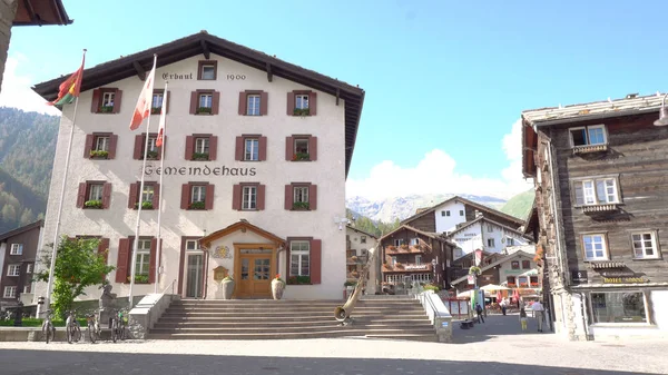 Zermatt Mountain Village Town Square Zermatt Suíça Julho 2018 — Fotografia de Stock