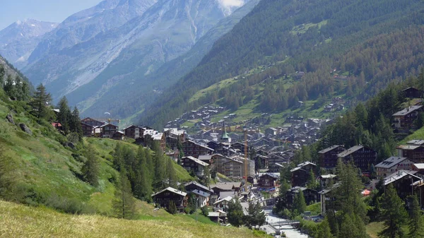 Zermatt Pueblo Montaña Desde Arriba — Foto de Stock