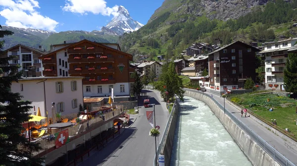 Aldeia Zermatt Matterhorn Montanha Vista Cima Zermatt Suíça Julho 2018 — Fotografia de Stock