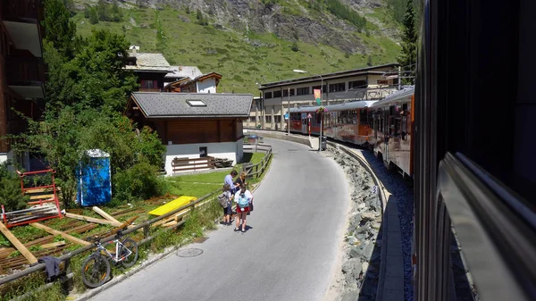 Tren Gornergrat Camino Zermatt Gornergrat Suiza Julio 2018 — Foto de Stock