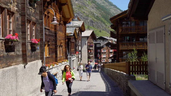 Χωριό Zermatt Ζερμάτ Ελβετία Ιουλίου 2018 Εικόνα Αρχείου