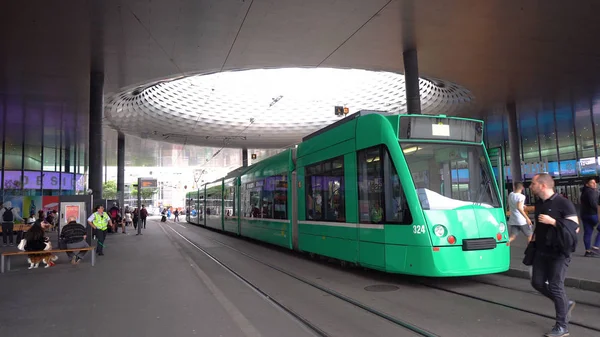 Трамвай Базельской Выставочной Площади Базель Швейцария Июнь 2018 Года — стоковое фото