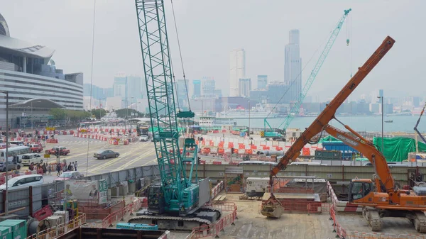Hong Kong liman bölgesinde ve inşaat - Hong Kong - Nisan, 2018 sitesi