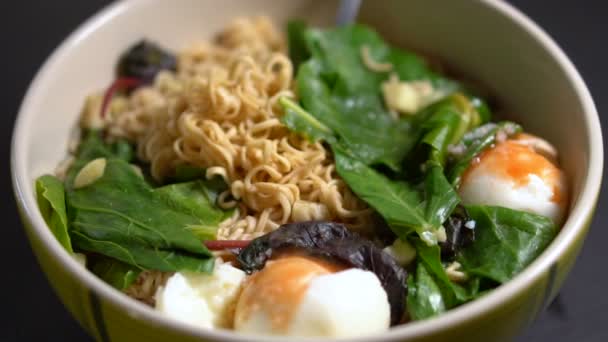 Delicious Noodle Soup Close Up — Stock Video