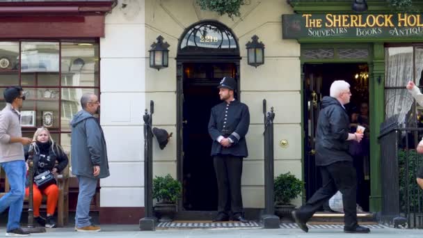 Sherlock Holmes Museum 221B Baker Street London Storbritannien Juni 2019 — Stockvideo