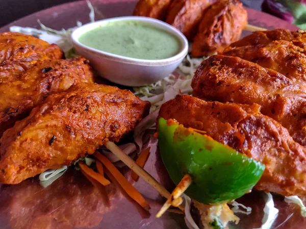 Közelkép Tandoori Csirke Momo — Stock Fotó