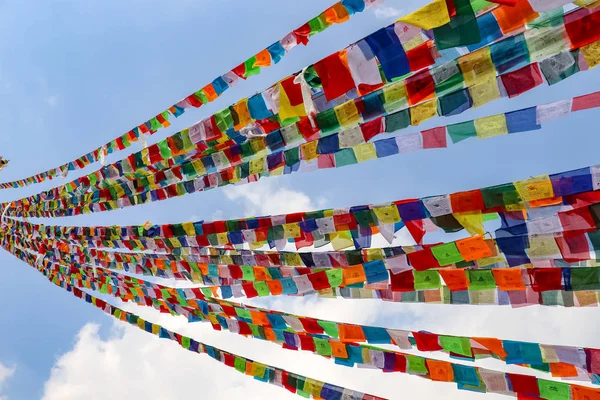 Tibetaanse Gebedsvlaggen Van Bouddhanath Stupa Nepal — Stockfoto