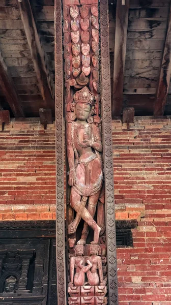 Esculturas Madeira Deuses Hindus Templo Bhaktapur Durbar Square — Fotografia de Stock