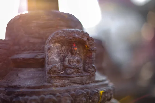 Pequeña Estatua Buda Tallada Piedra Swayambhunath Stupa — Foto de Stock
