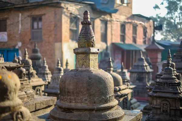 Antigas Estruturas Pedra Antigas Swayambhunath Stupa Kathmandu Nepal — Fotografia de Stock