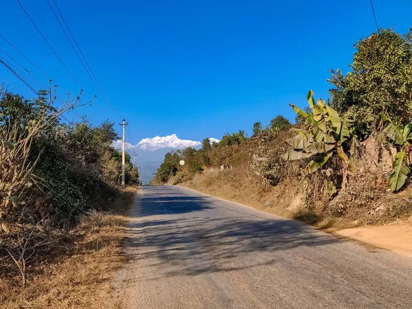 Auto Estrada Para Himalaias Uma Estrada Para Aldeia Rural Nepal — Fotografia de Stock