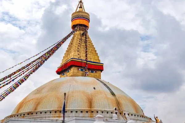 Katmandú Nepal Septiembre 2018 Personas Renovando Decorando Boudhanath Stupa Con — Foto de Stock