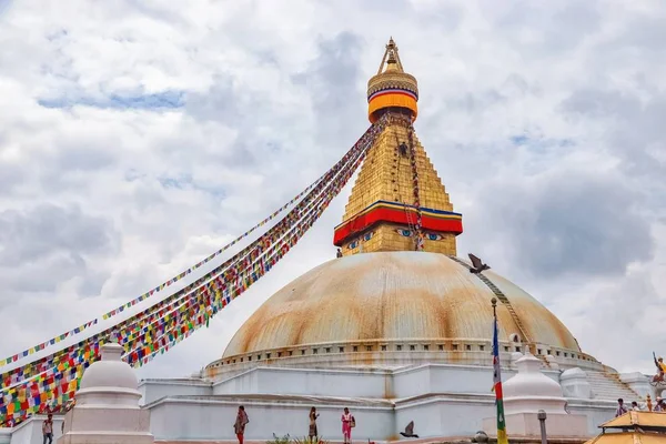 Katmandou Népal Septembre 2018 Des Gens Rénovent Décorent Stupa Boudhanath — Photo