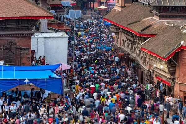 Katmandú Nepal Septiembre 2019 Multitud Personas Reúne Para Ver Celebrar — Foto de Stock