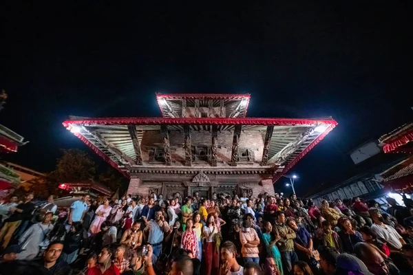 Katmandú Nepal Septiembre 2019 Multitud Personas Reúne Para Ver Celebrar —  Fotos de Stock