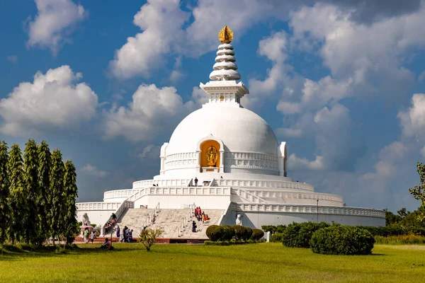 World Peace Stupa Lumbini Nepal Світовий Мир Неанглійський Текст Перекладається — стокове фото