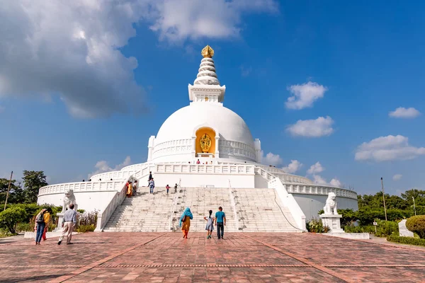 World Peace Stupa Lumbini Nepal Світовий Мир Неанглійський Текст Перекладається — стокове фото