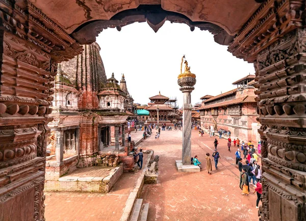 Katmandou Népal Septembre 2019 Des Gens Promènent Autour Place Patan — Photo