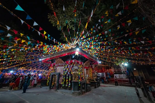 Katmandú Nepal Octubre 2019 Templo Hindú Decorado Con Luces Para — Foto de Stock